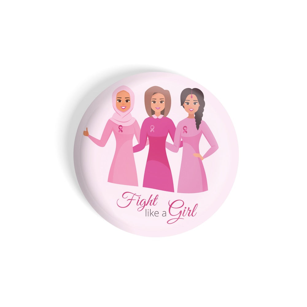 dhcrafts Round Fridge Magnet Pink Cancer Awareness Breast Cancer D4 Glossy Finish Design Pack of 1 (58 mm)